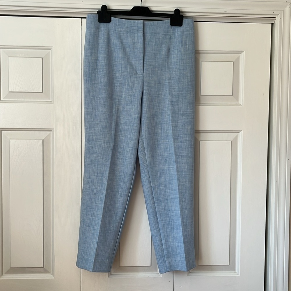 New Ann Taylor The Lana Light Blue slim ankle Pants in crosshatch size 10. - Picture 2 of 8